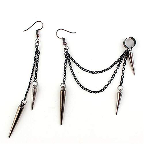 Pendientes de cadena de borla negra para hombres y mujeres, unisex, aretes vintage con clavos de barril, Metal, Sin piedra preciosa