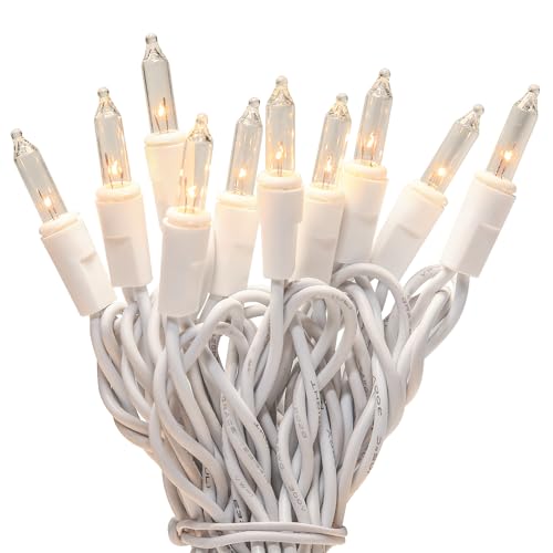 Christmas Tree String Lights 8FT with 10 Count Clear Mini Bulbs White