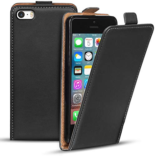 Verco para iPhone 5 / 5S / SE Funda Tipo Libro, Funda de Cuero sintético con Cierre magnético, Compatible con iPhone 5 / 5S / SE (4 Pulgadas), Negro