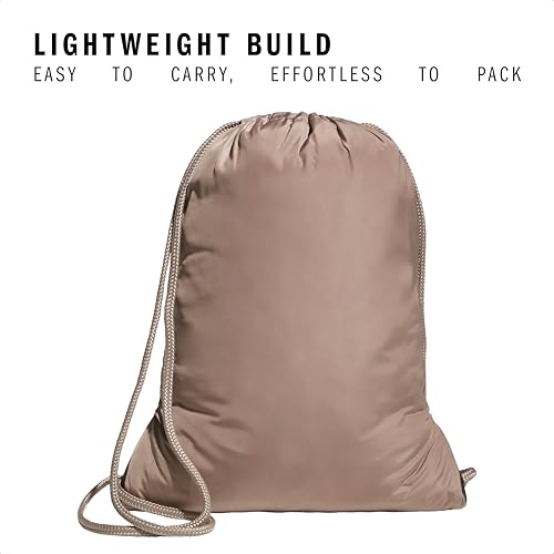 Image of adidas Alliance Sackpack, Drawstring Backpack, Lightweight Small Gym Bag for Women and Men, Chalky Brown /Gunmetal /3.0, One Size, Alliance Sackpack - Drawstring Backpack Small Bag for Men and Women