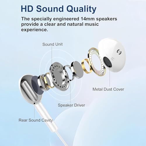 Image of Original Type-C Wired Earphones for iPhone 17 /16 /15 Series, Stereo Sound in-Ear Headphone with Mic, Volume Control, Plug & Play