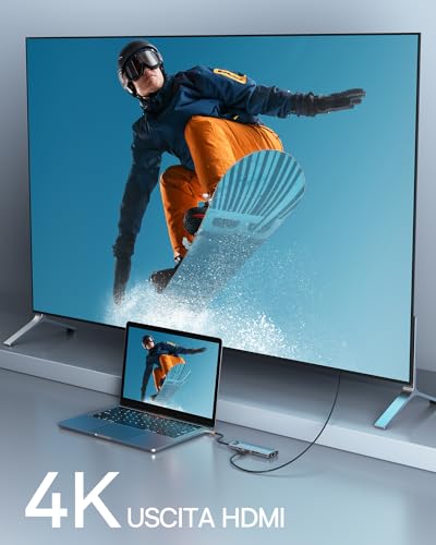 Hub USB C 8 in 1 Adattatore con 4K HDMI, Gigabit Ethernet, 100W PD, 3 USB A 3.0, Lettore Schede SD/TF, Docking Station per Laptop MacBook Pro/Air, Surface Pro, iPad Pro, Dell, Steam Deck usw - Hub USB - Immagine 2