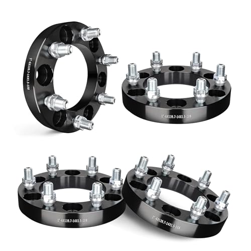 EVIL ENERGY 6x5.5 Wheel Spacers 1 inch Compatible with Chevy 1999-2022 Silverado 1500 6x139.7 mm 6 Lugs 108mm Hub Bore M14x1.5 Studs Black Not Hubcentric