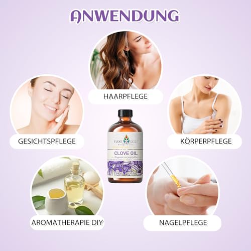 EVOKE OCCU Nelke ätherisches Öl 118 ml, reines Nelkenöl für Haut Massage Aromatherapie Diffusor- 4 FL Oz