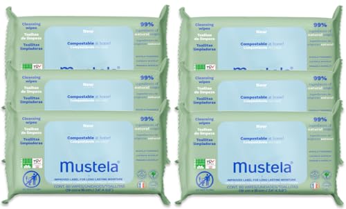 Image of Mustela Baby Home Compostable Cleansing Wipes - For Face, Body & Diaper Area - 99% ingredients of natural origin & plant-based fibers - For all skin types - Fragrance Free Version & Various Sizes