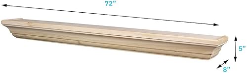 Miniatura 9 de MANTELSDIRECT Estante flotante de madera para chimenea de 72 pulgadas sin terminar, Colton de Mantels Direct, estante de pared rústico de madera