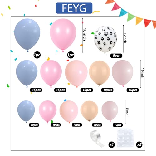 Balloons Arch Kit, Pastel Birthday Decorations Balloons Garland Kit with Pink Purple Blue Orange Balloons Print Balloons for Girl Themed Birthday Party Baby Shower Party Supplies - Thumbnail 2