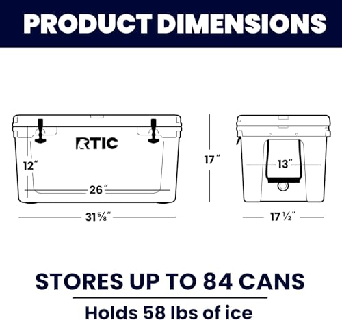 RTIC 65 QT Ultra-Tough Cooler Hard Insulated Portable Ice Chest Box for Beach, Drink, Beverage, Camping, Picnic, Fishing, Boat, Barbecue - Image 4