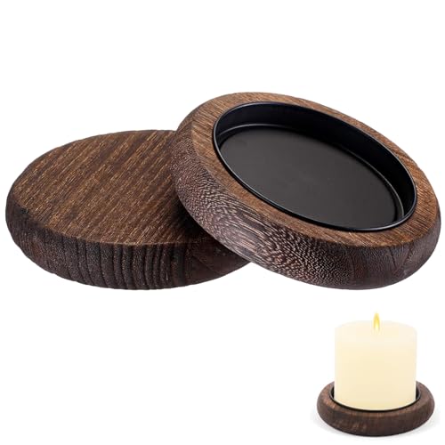 YCHYAN 2 Bougeoirs Ronds en Bois, Assiette en Bois pour Bougies, Convient pour Les Bougies Rondes, Bois sous Verre Rond pour Bougies, Peut Être Utilisé pour Tenir des Bougies ou des Tasses de Café