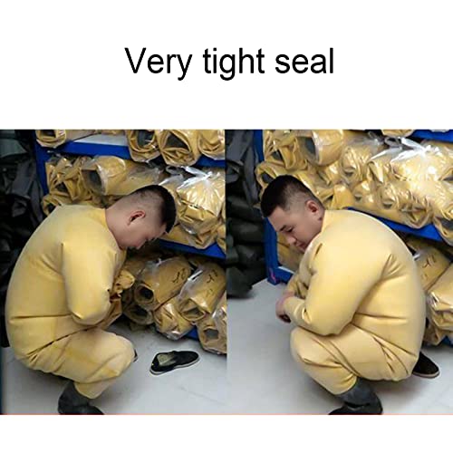 Foto von Wathose Anglerhose, Ein Stück Angel Waders Für Herren Damen, Lange Ärmel Gummi Watstiefel Hose Mit Stiefel, Mit Handschuhen Crosswater-Hose, Mit Hut Und Handschuhen,Yellow 90,41 EU