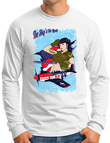 T-shirt manches longues homme rétro poster pin up blanc OM3