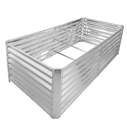 MONDEZON Raised Garden Bed Galvanized Planter Raised Beds Outdoor for Vegetables Flowers Herbs and Succulents Large Metal Planters Box Steel Kit, Silver,1pcs MONDEZON Raised Garden Bed Galvanized Planter Raised Beds Outdoor for Vegetables Flowers Herbs and Succulents Large Metal Planters Box Steel Kit, Silver,1pcs