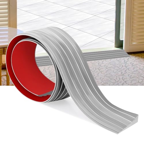 Rampe per soglie di porte Rampa autoadesiva in gomma per sedie a rotelle per porte Rampa per disabili in gomma per robot aspirapolvere, scooter e passeggini (grigio, 5cm X 1cm X1m)