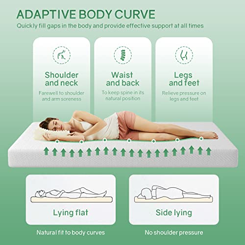 Image of PayLessHere Queen Size Mattress,Fiberglass Free 6 Inch Green Tea Cooling Gel Memory Foam Mattress in a Box,Medium-Firm,Pressure Relief&Temperature Regulation,CertiPUR-US Certified,White