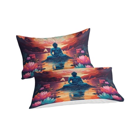 Literie Bouddha 3D microfibre parure 3pcs housse de couette single - 3