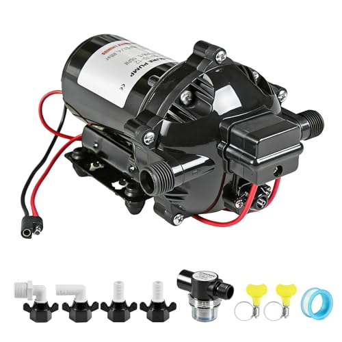 Jack Boss RV Water Pump, 12V 5.5 GPM Camper RV Water Pump, 70 PSI Self Priming Pump with Pressure Switch, On Demand Diaphragm, for RV Boat Sprinkler Agricultural and Garden Irrigation