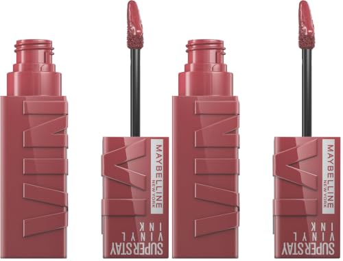 Image of Maybelline New York Lip Colour, Smudge-free, Long Lasting up to 16h, Liquid Lipstick, Shine Finish, SuperStay Vinyl Ink, 40 Witty (Pack of 2)