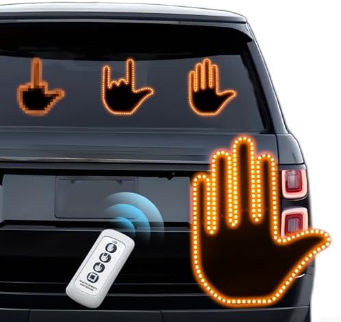 Middle Finger Car Light, Car Finger Light with Remote 3 Mode 𝐅𝐋𝐈𝐏 𝐀 𝐁𝐈𝐑𝐃 Hand Gesture Light Ideal Gifted Truck Accessories, Road Rage Car Led Sign (Orange)
