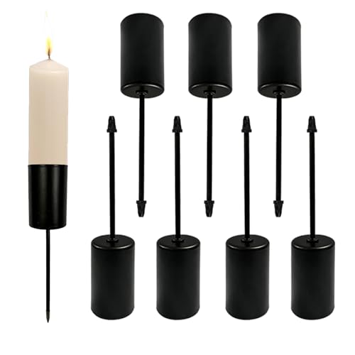 Gativs Bougeoirs 8 Pièces Noir Chandelier en Fer Decoration Table Porte-Bougie Rétro Métal Porte-Bougie Conique Bougeoir Chandelier Bougeoirs Porte-Bougies...