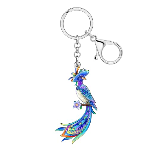 Porte-clés mignon oiseau en bois pour sac à dos et portefeuille