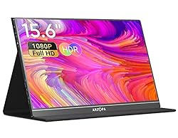 ARZOPA モバイルモニター 15.6インチ モバイルディスプレイ ゲームモニター 薄型 軽量 非光沢IPS液晶パネル スイッチ用 ポータブルモニター 1920x1080FHD HDRモード USB Type-C/mini HDMI/ミラーリング/スマホ/ PS4/PS5/Switch/カメラ/XBOX ONE/PC/Macなど対応 スピーカー内蔵 スタンドカバー付き 在宅勤務 テレワーク リモートワーク アルミ合金製 日本語取扱説明書
