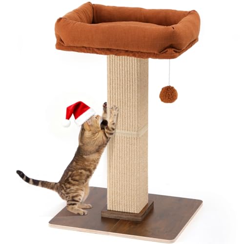 FUKUMARU Cat Scratching Post, Retro-Style Tall Scratch Posts with Perch
