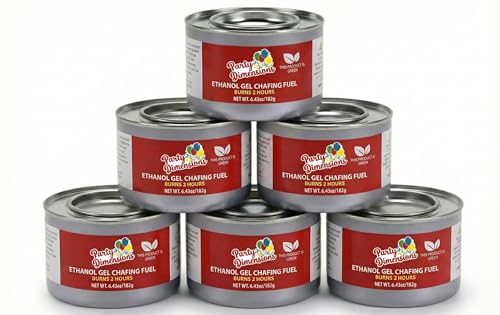 Party Dimensions 2-Hour Burn Chafing Fuel Cans, 6-Pack – Ethanol Gel Chafer Fuel, Food Warmer for Chafing Dishes, Buffet Sets, Parties, Catering & Weddings