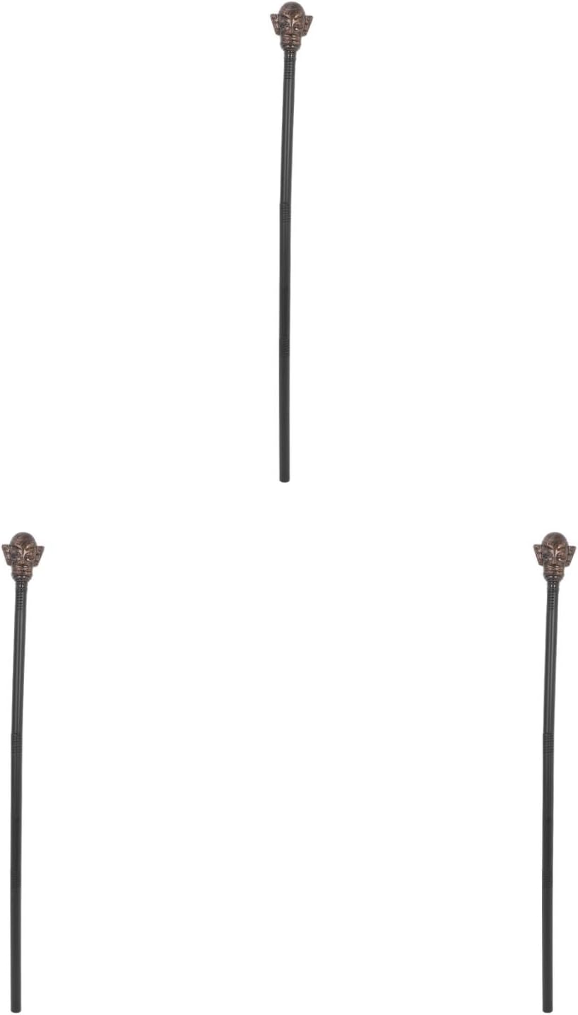LUOZZY 3pcs Bronze Plastic Wizard Wand for Halloween Role Play and Cosplay Mystical Scepter Costume Accessory 104cm