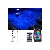 QAUBEN RGB Auto Footwell Kit di illuminazione ambientale USB 16,7 milioni di colori suono musica attiva sincronizzazione APP controllo + RF telecomando auto interno multicolore Footwell luce atmosfera