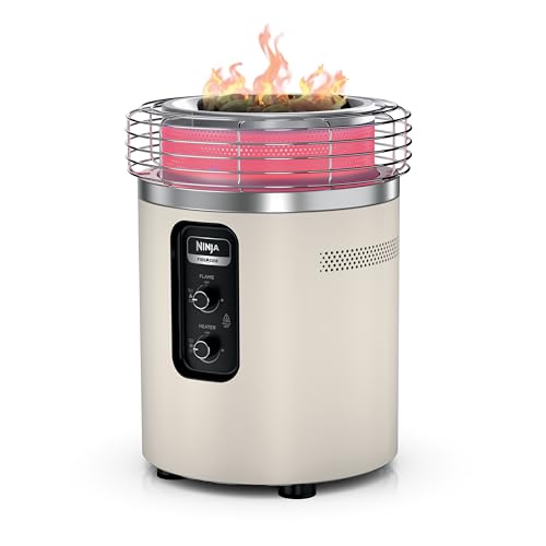 Ninja Fireside360™ Outdoor Heater & Fire Pit | 3 Modes: Flame, Heat, Flame & Heat | Portable for Patio, Deck, Camping, Beach | Easy Control Smokeless Flames | Push to Start Ignition | Stone | OF101ST by Ninja - Used condition - US$412.22