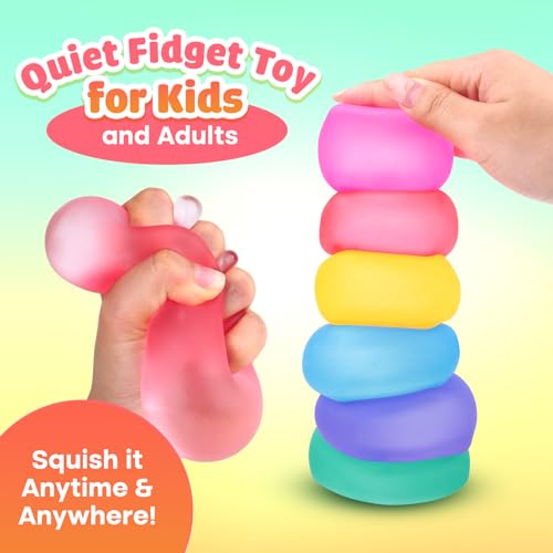 Fidget Toy Stress Cube 6 Pack - Squishy Fidget Toys for Relaxation, High Density Gel Filled, Fidgets for Classroom, Sensory Calming Toys for Kids Adults Children Teens - Thumbnail 3