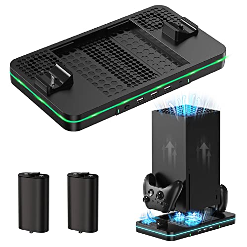 Cooling Fan For Xbox Series X/S, Controller Charging Station With 2 X 1100 Mah Rechargeable Battery Packs, Cooling Stand Dual Controller Charging Dock With 3 Usb Ports For Xbox Series X/S Accessories #TOP27