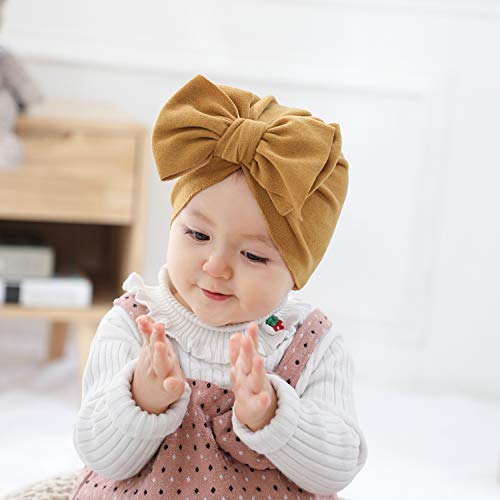 Insowni 8 Pack Super Soft Velvet Solid Nursery Hospital Turban Hat Cap Beanie Bonnet With Big Bow For Baby Girls Toddlers Newborns Infants #TOP1
