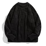 BAFTEC Femme Tartan Col Arrondi Pull Mode Couleur Unie Design Simple Quotidien Décontracté Confortable Chaud Tendance Ample Tricot Pullover XXL
