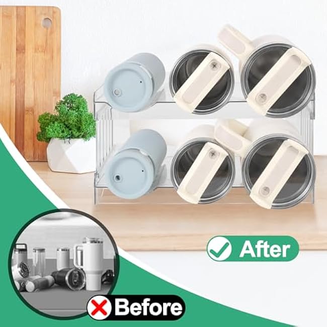 Large Water Bottle Organizer Clear Plastic Hold 6 Bottles