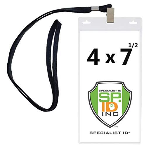 Lanyards with 4X7 Extra Large Ticket Holders for Pit Passes and Playoff Games (Pack of 10) (Black)