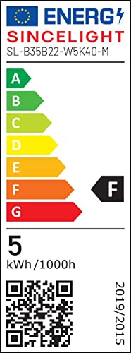 B22 LED Candle Light Bulb, B35 Shape with Milky Diffuser, 5 Watt, Netrual White 4000K & RA≈92 High Color Rending, 500 Lumens≈50W Equivalent, Non-Dimmable, BC Bayonet Cap, Pack of 6 - Image 5