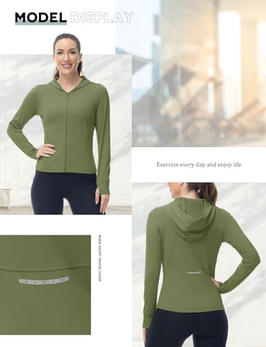 Women's Running Jackets Slim Fit Tops,Women's Activewear Gym Compression Shirts,Ladies Long Sleeve Hoodie Tops with Thumb Holes - Image 5