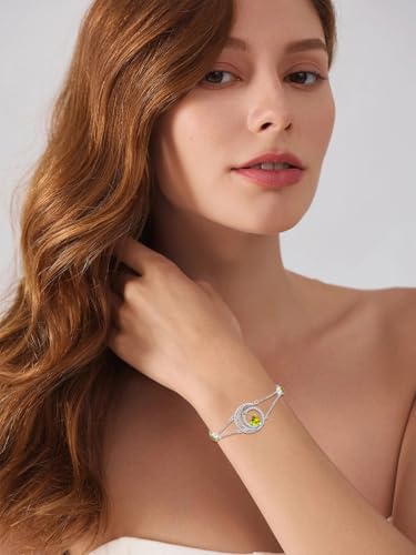Image of Dorunmo 925 Sterling Silver Moon Heart Birthstone Anklet Bracelets for Women Best Mother's Day Birthday Jewelry for Wife Girlfriend Mom Her
