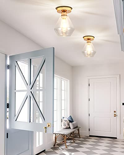 Hopggie Semi Flush Mount Light, Close To Ceiling Light Fixture, Hallway Light Fixtures Ceiling For Bedroom, Foyer, Kitchen, Closet, Entryway, Dining Room, Farmhouse (Gold) #TOP5