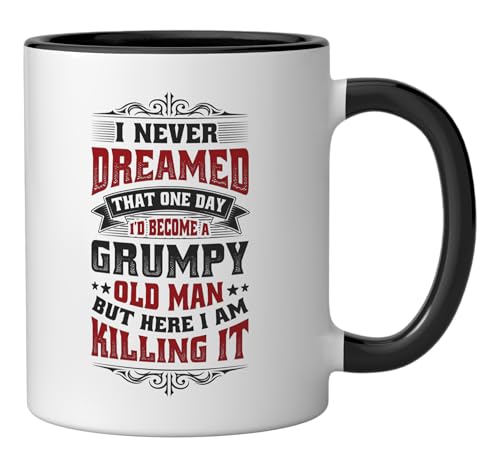 Taza cerámica para hombre gruñón negra y blanca miniatura 2