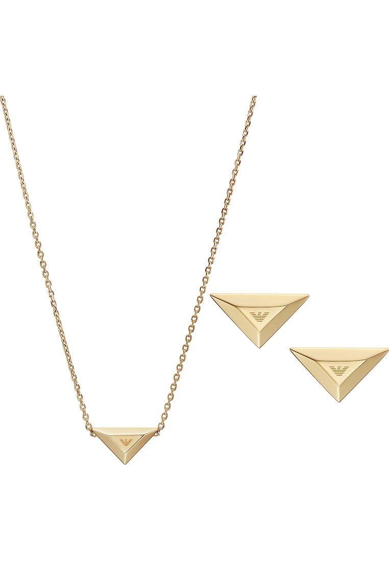 Emporio Armani Damenset Kette Ohrringe Edelstahl goldfarben, EGS3160SET