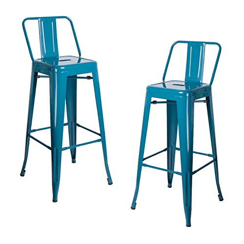 Regalos Miguel - Packs Taburetes Altos - Pack 2 Taburetes Torix Respaldo - Verde Azulado - Envío Desde España