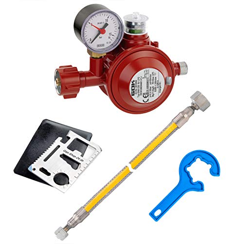 50 mbar Herdanschluss Set PRO Propangas/Anschluss für Gas-Herd, Gaskocher, (Druckminderer, Gasschlauch, Übergang, Stahlrohr) (DIN DVGW) -