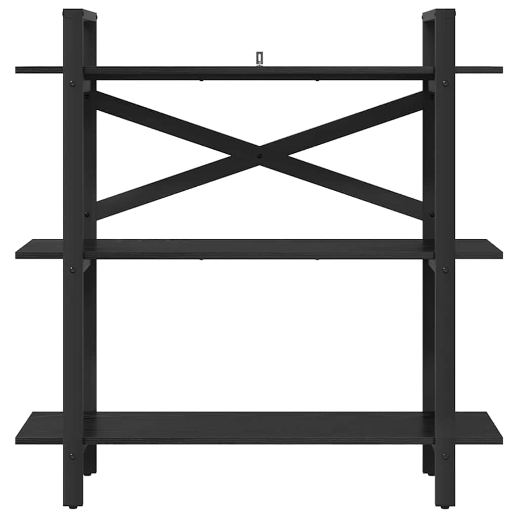 Regał na książki o wyglądzie czarnego dębu, 100 x 33,5 x 102 cm, 3-poziomowy regał stojący, przemysłowe wzornictwo, wytrzymała rama stalowa, trwałe płyty drewnopochodne, do salonu, biura i sypialni