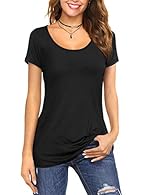 Basic equipment for all occasions-beautiful cotton shirts by Florboom Solid color, slim fit, short sleeve, longline with classic scoop neck, simple and chic tops, easy to wear. This soft tee shirt is suitable to pair with jeans, demin shorts, legging...