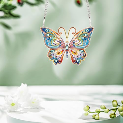 Image of AiYuanzsh Diamond Painting Hanging Pendant Kit Animal Butterfly 5D Diamond Painting Kits for Adults Crystal Rhinestones Diamond Art Pendant for Door Wall Window Home Xmas Decor