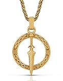 Forge & Foundry Men's Dagger Pendant Necklace with 22" Wheat Chain Included [ Polished 18K Gold Over