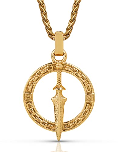 Forge & Foundry Men's Dagger Pendant Necklace With 22" Wheat Chain Included [ Polished 18K Gold Over Stainless Steel] | Refined Hand-Crafted Jewelry, Designed By Jewelers, Forged For Men #TOP15