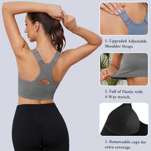 Sykooria Adjustable Sports Bra for Women High Support Padded Workout Tops Packs Gym Fitness Running Yoga Bras3